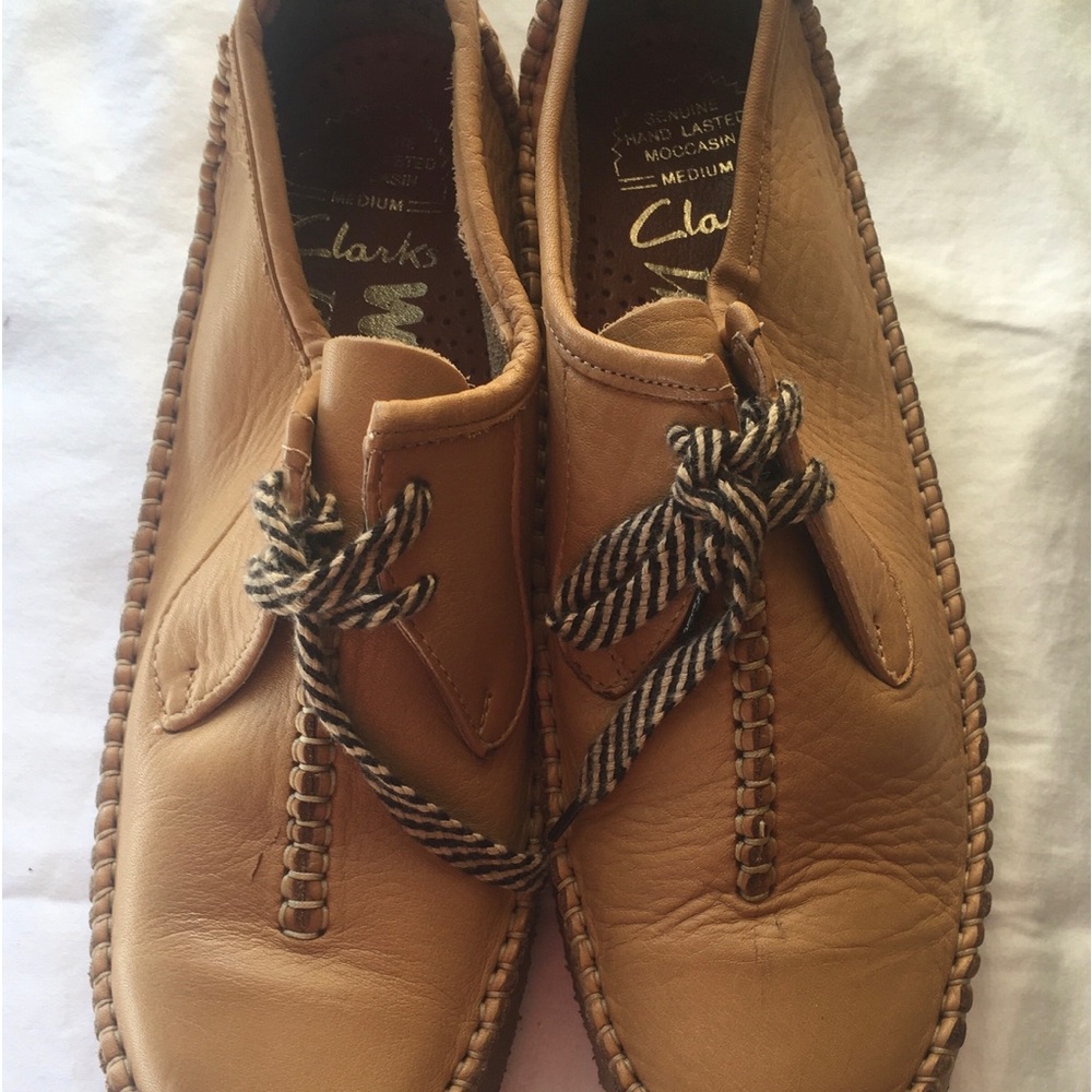 Clarks Tan Leather Loafers Slip-On Moccasin